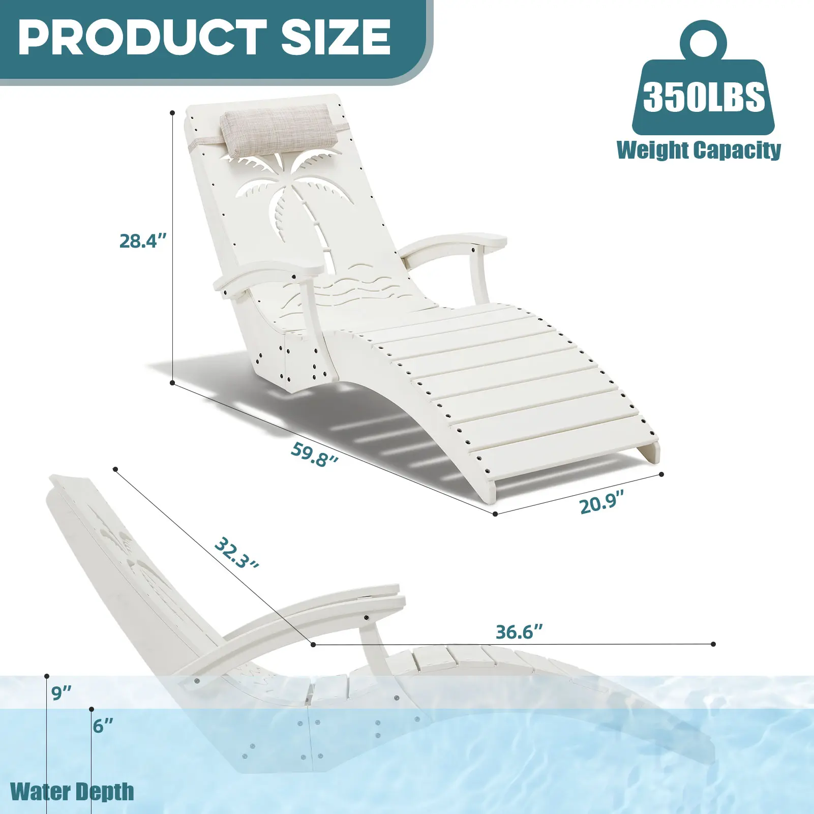 Set de 2/4/6 Tumbonas Plegables para Piscina, con Reposabrazos, Reposacabezas y Sacos de Arena, Resistentes a los Rayos UV y al Clima, para Jardín, Playa y Patio