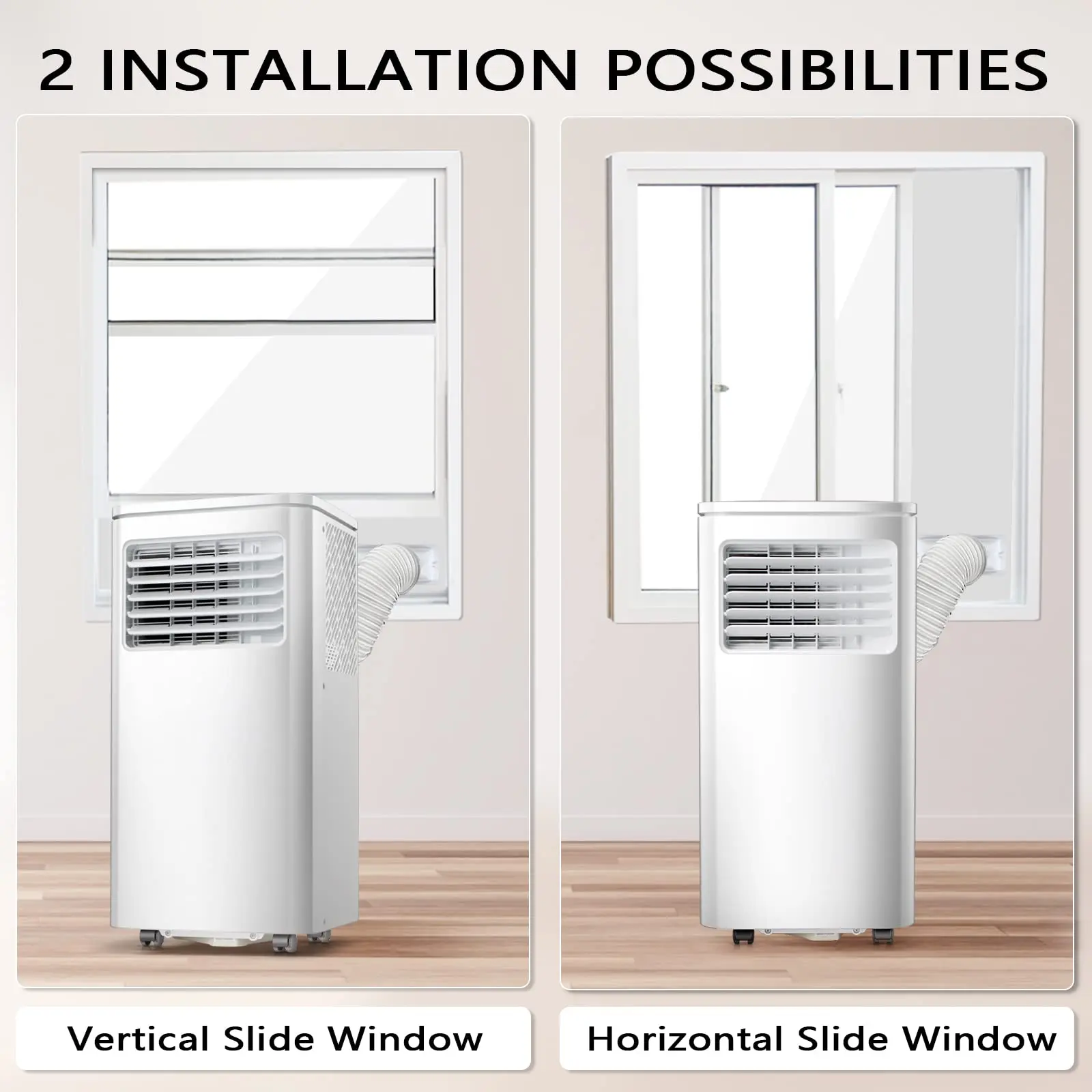 Aire Acondicionado Portátil de 8,000/10,000 BTU, Enfriamiento de hasta 250 ft², 4 Modos, Control Remoto, Pantalla LED, Temporizador 24H y Kit de Instalación para Hogar y Oficina