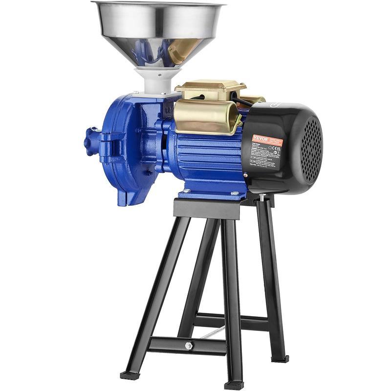 Molino eléctrico de granos, molinillo de especias de 3000 W, molino de maíz comercial con embudo, máquina pulverizadora de grosor ajustable, molino industrial de alta resistencia para cereales y trigo, molinillo para productos secos.