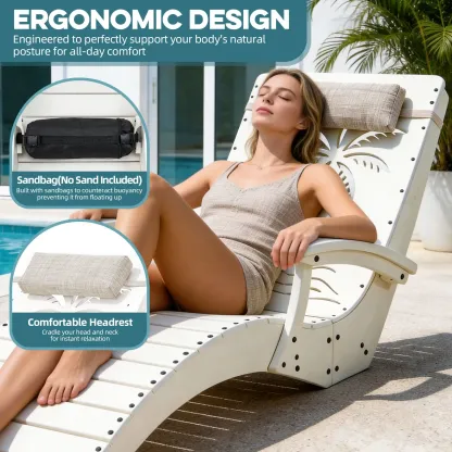 Set de 2/4/6 Tumbonas Plegables para Piscina, con Reposabrazos, Reposacabezas y Sacos de Arena, Resistentes a los Rayos UV y al Clima, para Jardín, Playa y Patio