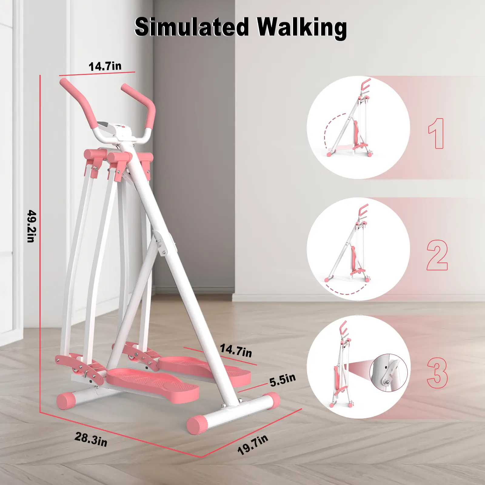SpaceWalker: Equipo de Fitness Aeróbico Portátil y Unisex, Plegable y Ligero, Diseñado para Trabajar Glúteos, Piernas y Abdominales, Fabricado en Acero al Carbono con Almohadillas de Goma Antideslizantes.
