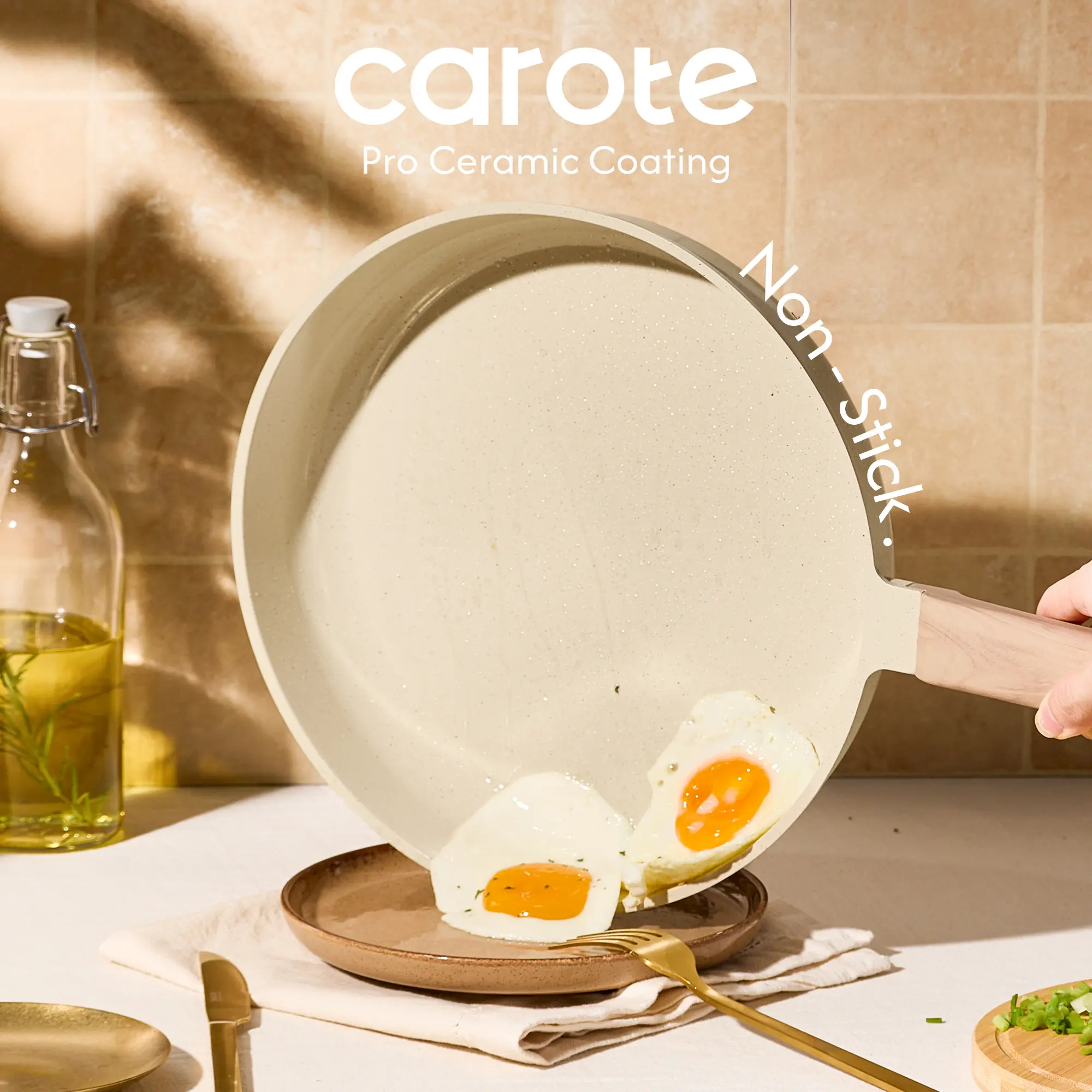 Juego de utensilios de cocina de cerámica de 14, 18 o 24 piezas: antiadherente, saludable, libre de PFAS y apto para lavavajillas.
