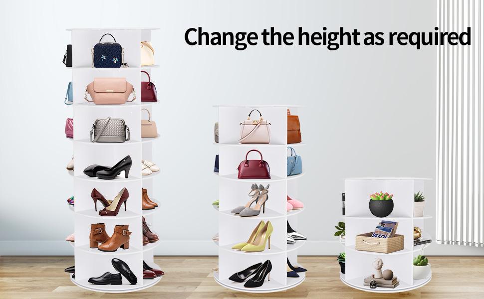 Richland 360&deg; Rotating 7-Tiers Organizer Shoe Rack, Fits 28 Pairs of Shoes, Spinning and Revolving 360 Shoe Rack Storage Round Carousel, for Entryway Living Room Hallway Footwear Organization