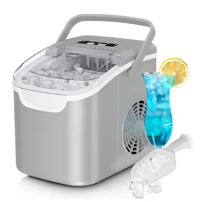 Máquina de Hielo Portátil para Encimera, Autolimpieza, Produce 26,5 lb de Hielo en 24 Horas, 9 Cubos en 6 Minutos, Disponible en Acero Inoxidable o ABS, Ideal para Hogar, Oficina y Fiestas