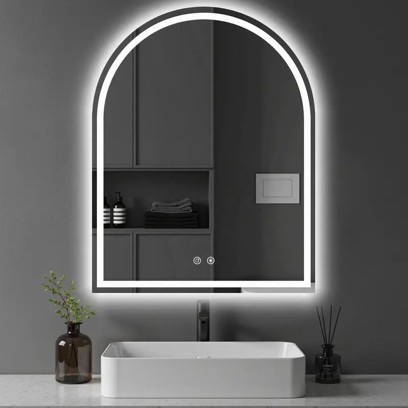 Espejo LED de Baño con Antivaho y Luz Regulable, Espejo de Pared con Iluminación Ajustable para Tocador