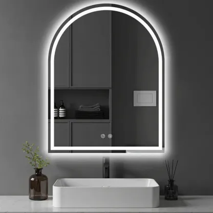 Espejo LED de Baño con Antivaho y Luz Regulable, Espejo de Pared con Iluminación Ajustable para Tocador