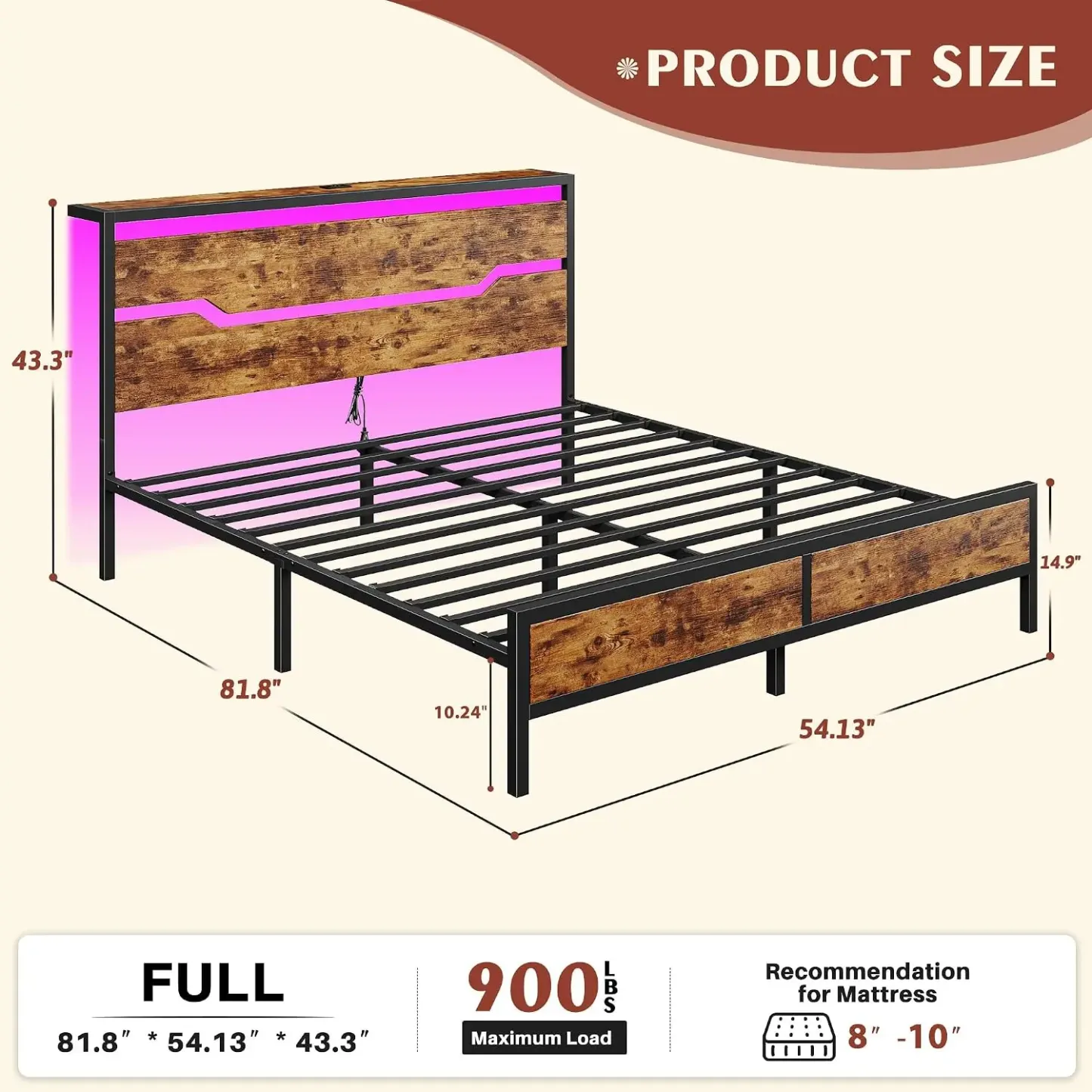 Estructura de cama LED con estación de carga