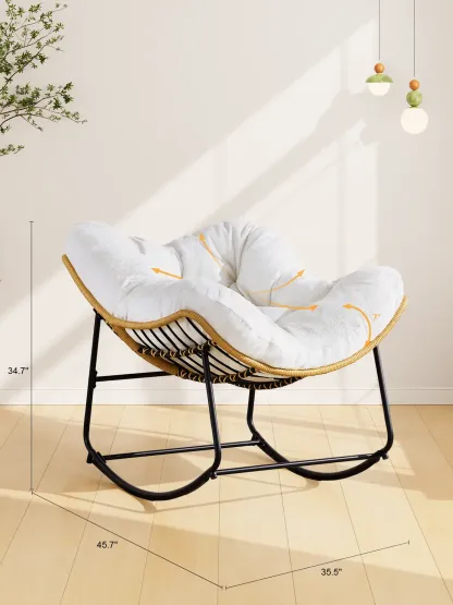 Silla mecedora de gran tamaño para interiores y exteriores: cómoda silla Papasan