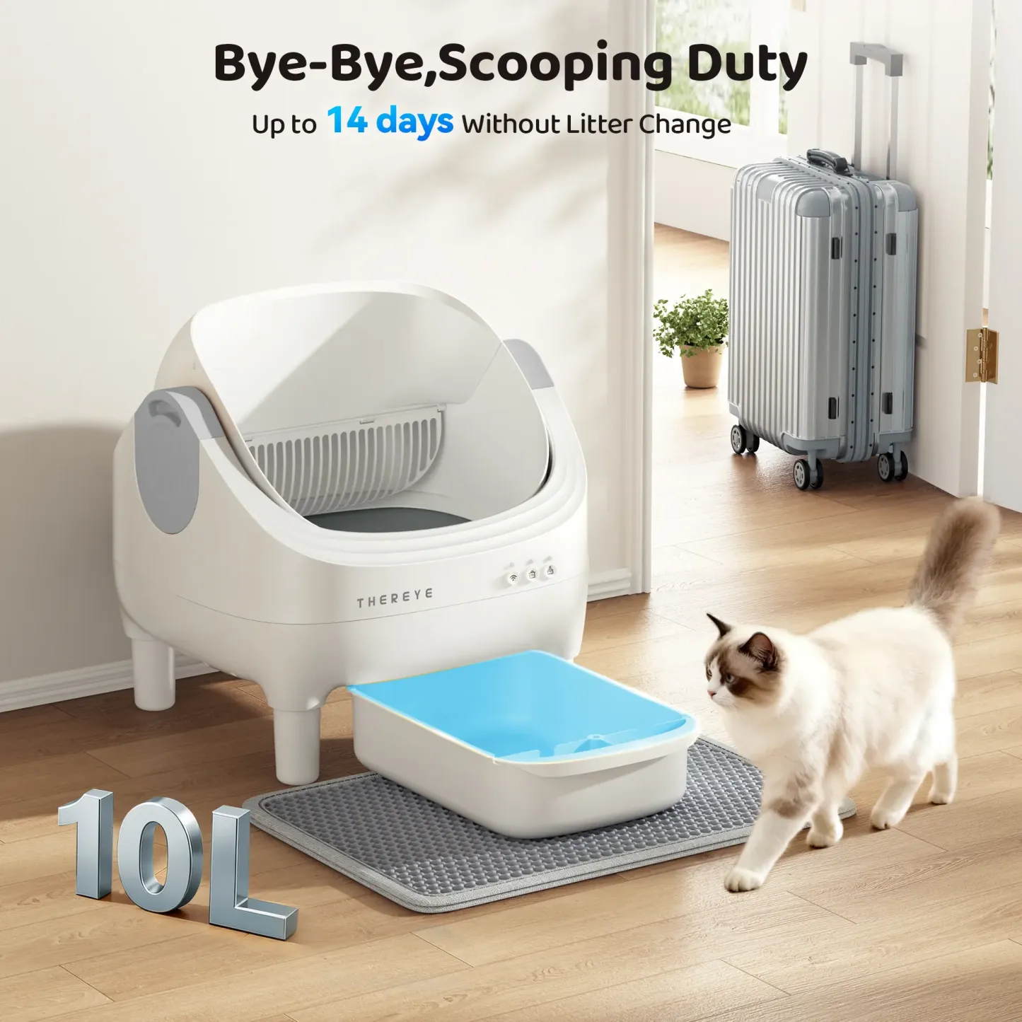 Arenero Automático Autolimpiante para Gatos SC06, con Control por App WiFi, Eliminación de Olores y Sistema de Desecho con Bolsas Incluidas