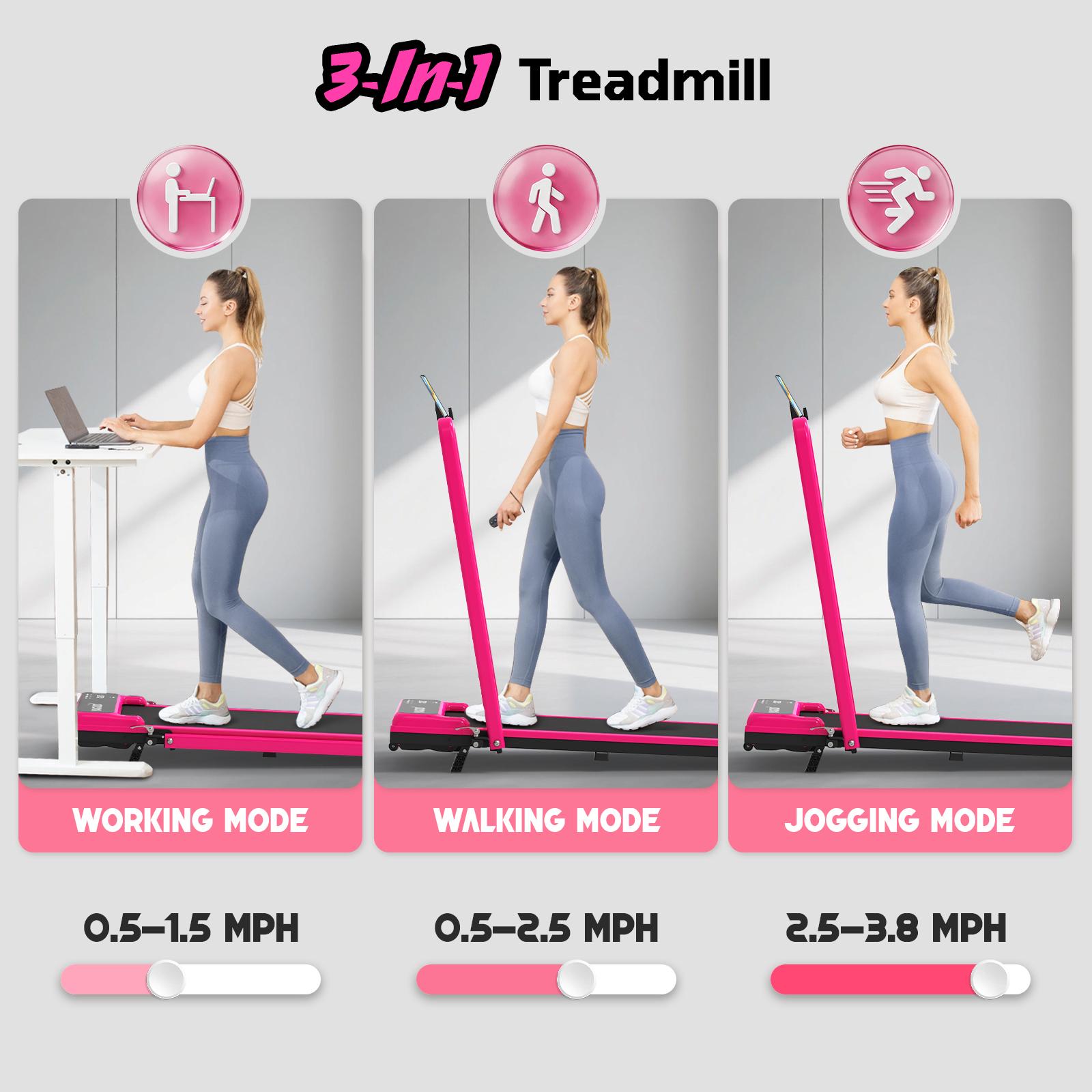 【Dragon Fruit】YAGUD Foldable Walking Pad, 265lbs Weight Capacity Spacious Belt Treadmill , Low-Noise Motor, Dual Shock Absorption, Remote Control, Wheels for Easy Moving