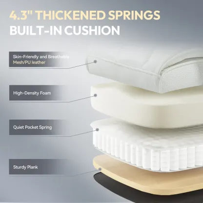Silla de Oficina Ergonómica Grande con Soporte Lumbar, Cojín de Resortes, Respaldo Alto, Reposabrazos Ajustables y Reposapiés