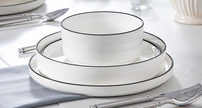 MALACASA LEAH Series Porcelain Tableware Set - 4/6-Person Ceramic Dinnerware Service Set, Chip-Resistant, Microwave & Dishwasher Safe Plates, Bowls & Pasta Dishes, Ceramic Dinnerware Set