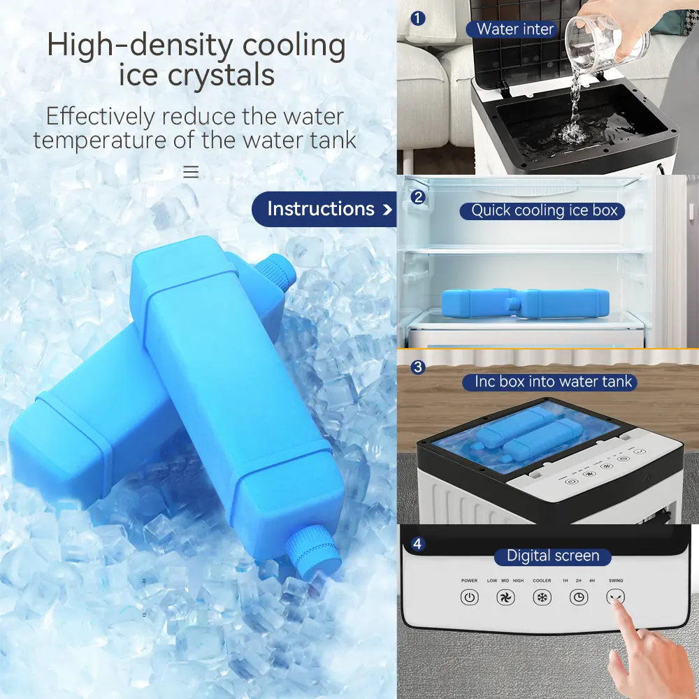 Enfriador de Aire Portátil 3 en 1 de 10L, Ventilador Evaporativo con Humidificador y Control Remoto, Ideal para Hogar, Oficina y Habitaciones