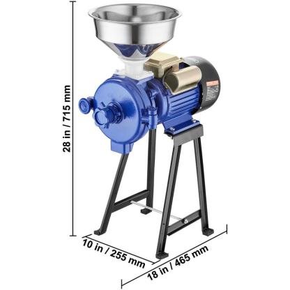 Molino eléctrico de granos, molinillo de especias de 3000 W, molino de maíz comercial con embudo, máquina pulverizadora de grosor ajustable, molino industrial de alta resistencia para cereales y trigo, molinillo para productos secos.