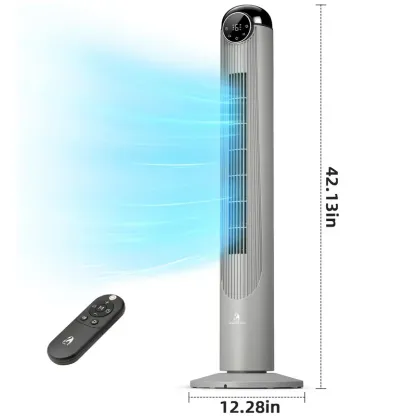 Ventilador de Torre T42 2026 con Motor DC, 6 Velocidades, 4 Modos, Oscilación de 90°, Ultra Silencioso de 22 dB y Control Remoto, Ideal para Dormitorio y Hogar