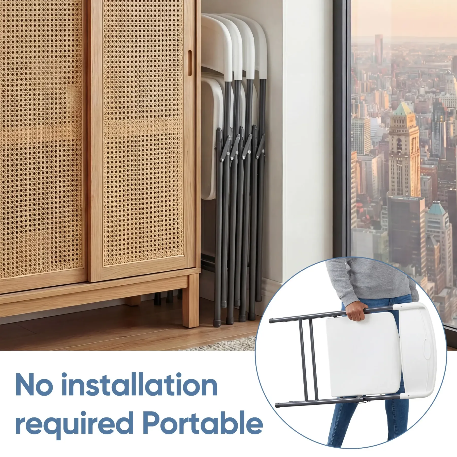 【Excelente relación calidad-precio】 Sillas plegables con respaldo ergonómico — De plástico resistente, apilables y portátiles — Capacidad de carga de 330 lb — Ideales para el hogar, oficina, fiestas, bodas, patios y jardines — Uso en interiores y exterior