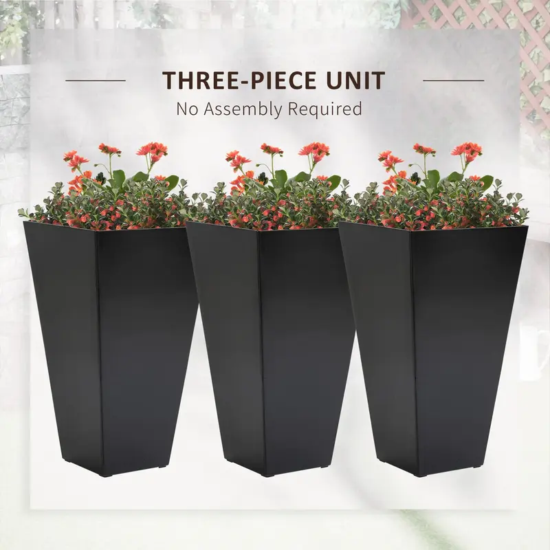 【Juego de 3】Juego de 3 macetas altas con orificio de drenaje; macetas de 28 pulgadas para exteriores e interiores, ideales para porches, patios y terrazas.