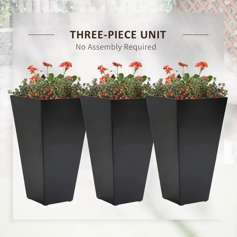 【Juego de 3】Juego de 3 macetas altas con orificio de drenaje; macetas de 28 pulgadas para exteriores e interiores, ideales para porches, patios y terrazas.