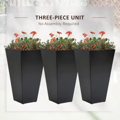 【Juego de 3】Juego de 3 macetas altas con orificio de drenaje; macetas de 28 pulgadas para exteriores e interiores, ideales para porches, patios y terrazas.