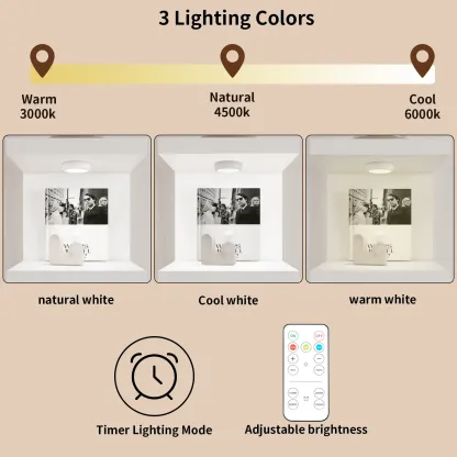 Mesita de noche moderna de 3 niveles con 3 cajones y luz LED para dormitorio o tocador