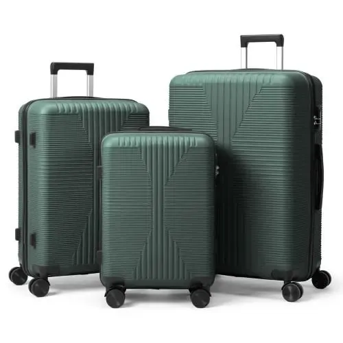 Set de 3 Maletas Rígidas de PP 20/24/28", Equipaje Ligero y Duradero con Cerradura TSA, Asas Superior y Lateral para Viajes