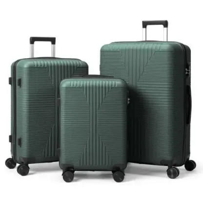 Set de 3 Maletas Rígidas de PP 20/24/28", Equipaje Ligero y Duradero con Cerradura TSA, Asas Superior y Lateral para Viajes