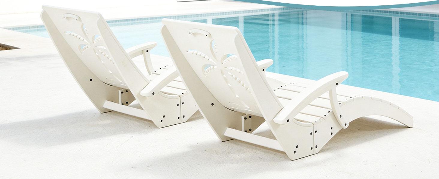 【Summervibes】HDPE Pool Lounge Chaise Set of 2/4/6 with Arms, Headrest & Sandbags &ndash; Commercial Grade Heavy Duty Outdoor Reclining Chairs, UV Resistant & Weatherproof Pool Furniture for Garden, Beach, Patio,outdoorfurnitureset Adjustable Folding Lounger