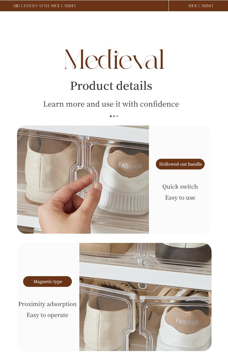 MiAoLi folding shoe rack, magnetic transparent door shoe cabinet, 10layers, can store 20 pairs of shoes, simple design, large capacity, sturdy and stackable plastic shoe cabinet, space-saving, no installation required, convenient and practical. tiktokshop