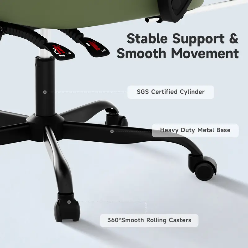 Silla Gaming Ergonómica Reclinable con Reposapiés, Cuero Transpirable, Soporte para Espalda, Asiento Amplio Acolchado, Capacidad de 300 lb, Ideal para Oficina, Gaming y Streaming