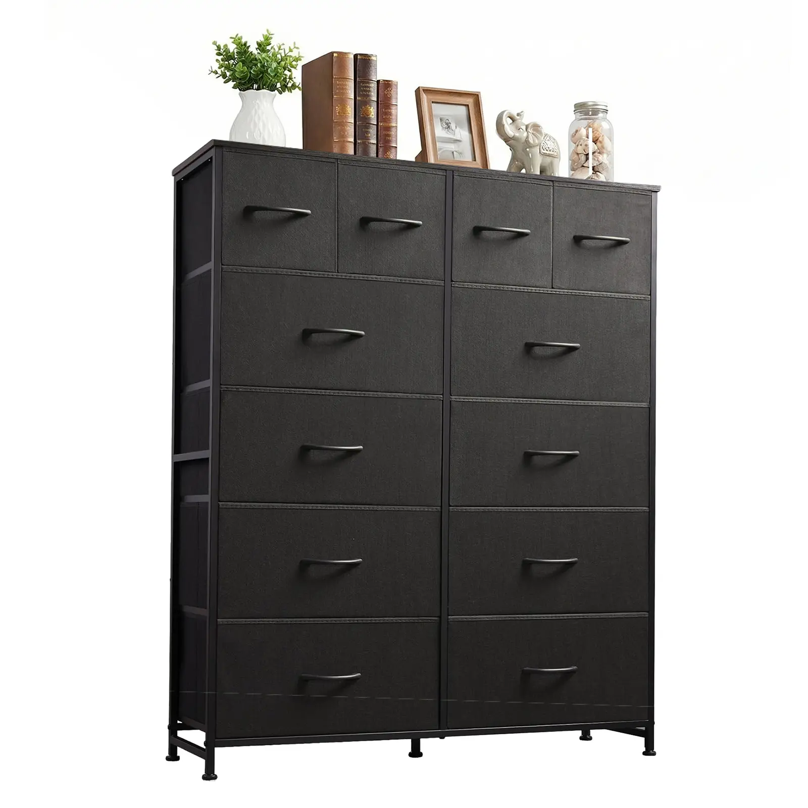 Cómoda de tela con 12 cajones: mueble de almacenamiento práctico para dormitorios, solución de organización para el hogar y la oficina, cajones de tela extraíbles, múltiples cajones de almacenamiento.