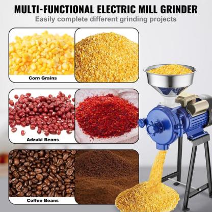 Molino eléctrico de granos, molinillo de especias de 3000 W, molino de maíz comercial con embudo, máquina pulverizadora de grosor ajustable, molino industrial de alta resistencia para cereales y trigo, molinillo para productos secos.