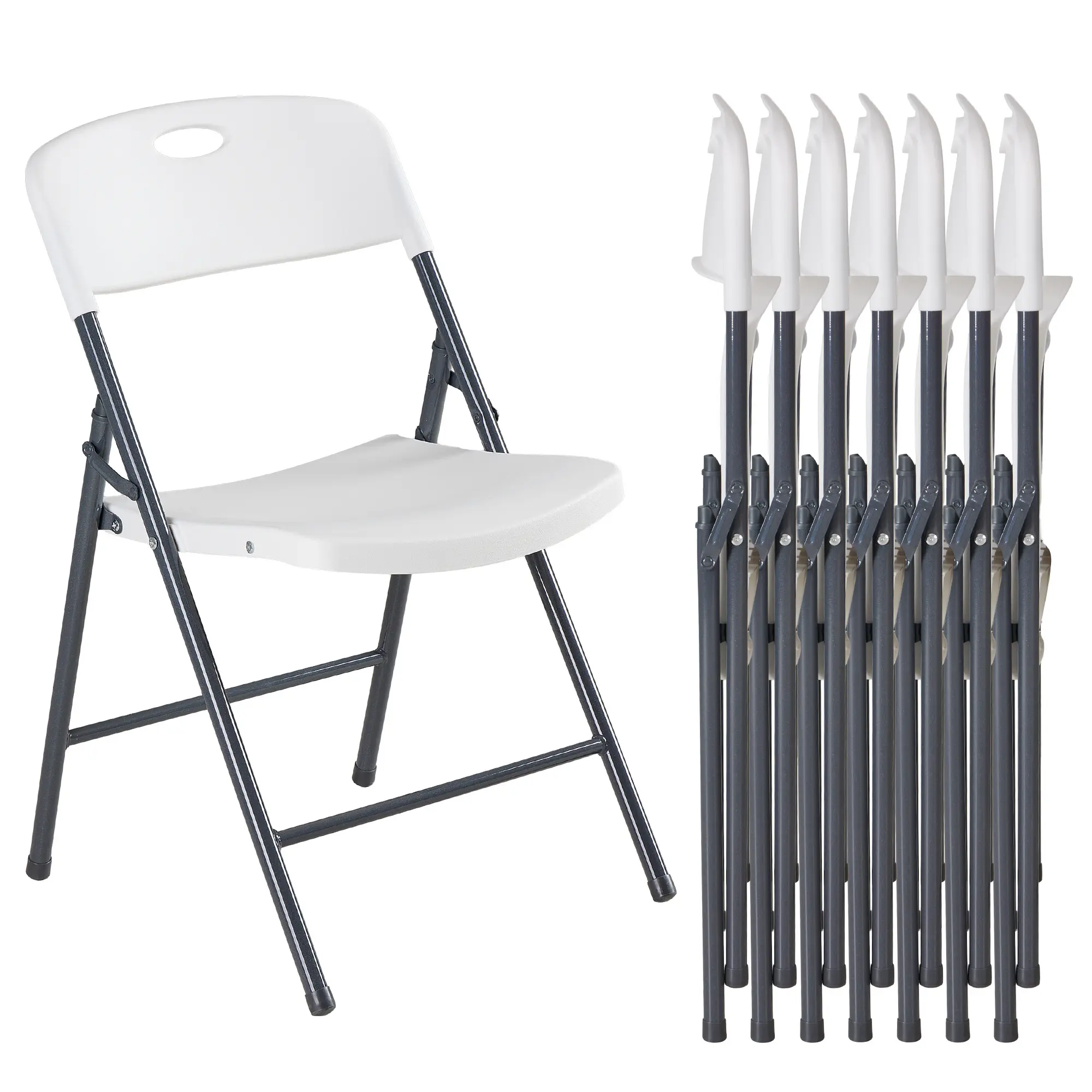 【Excelente relación calidad-precio】 Sillas plegables con respaldo ergonómico — De plástico resistente, apilables y portátiles — Capacidad de carga de 330 lb — Ideales para el hogar, oficina, fiestas, bodas, patios y jardines — Uso en interiores y exterior