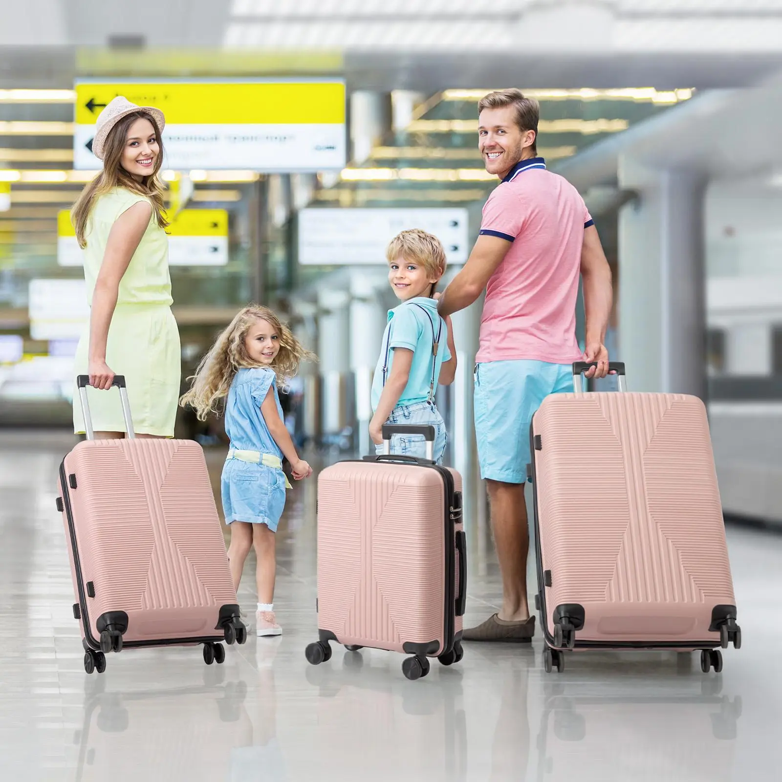 Set de 3 Maletas Rígidas de PP 20/24/28", Equipaje Ligero y Duradero con Cerradura TSA, Asas Superior y Lateral para Viajes