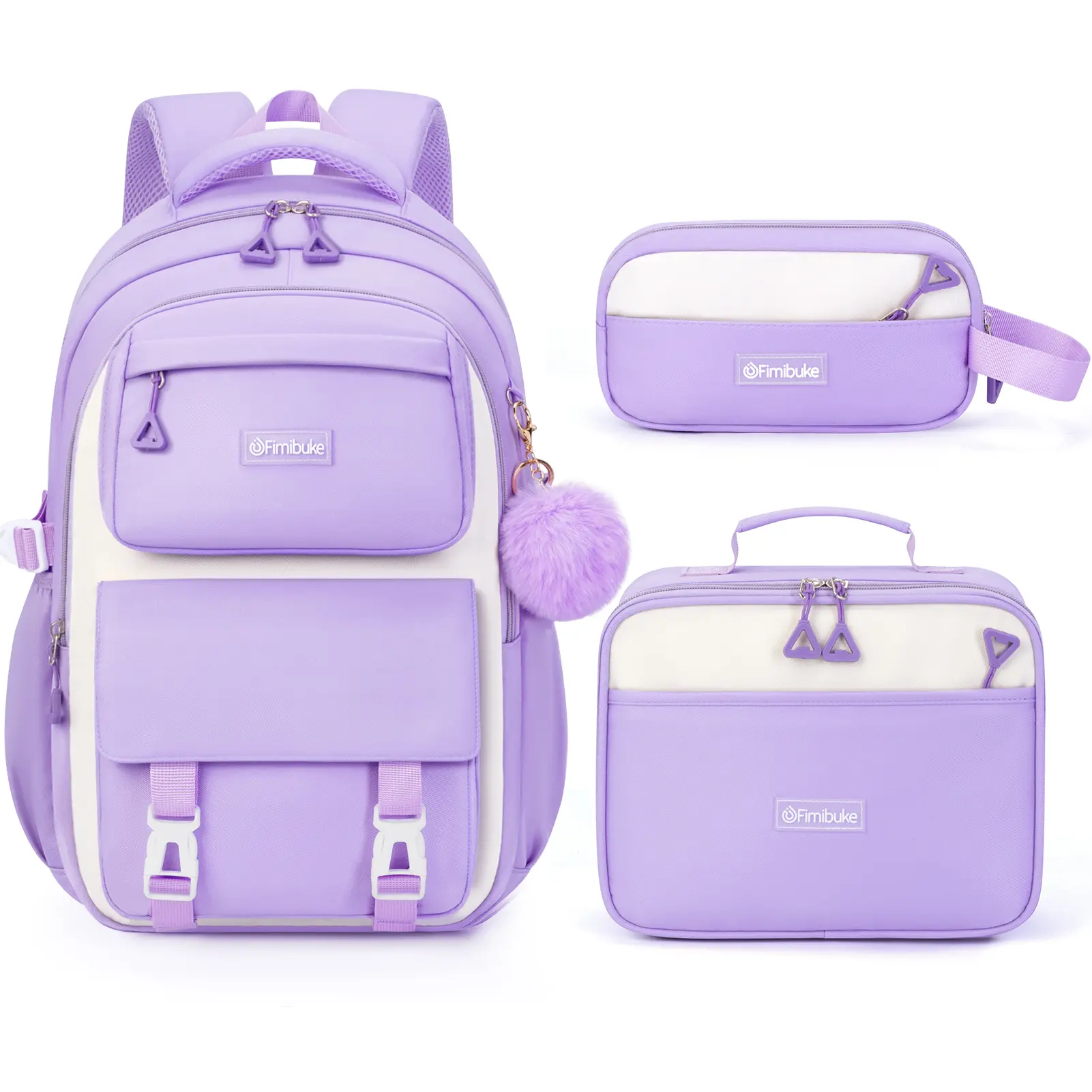 Set de mochila escolar 3 en 1: mochila impermeable con bolsa para el almuerzo y estuche, ligera, para niños y niñas.