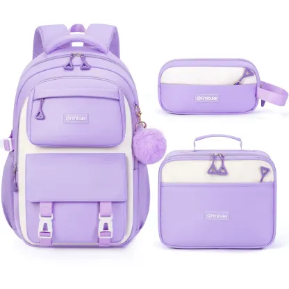 Set de mochila escolar 3 en 1: mochila impermeable con bolsa para el almuerzo y estuche, ligera, para niños y niñas.