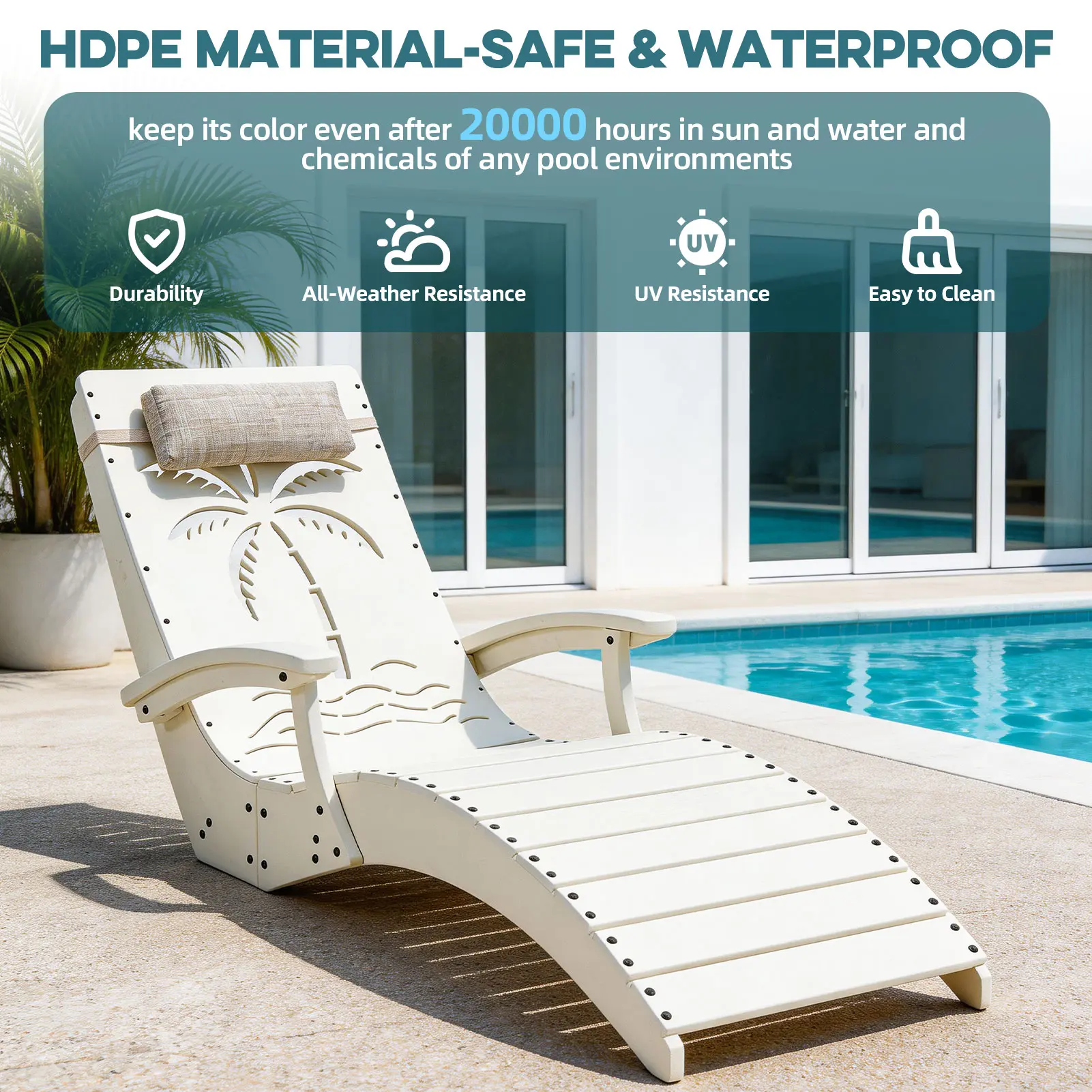 Set de 2/4/6 Tumbonas Plegables para Piscina, con Reposabrazos, Reposacabezas y Sacos de Arena, Resistentes a los Rayos UV y al Clima, para Jardín, Playa y Patio