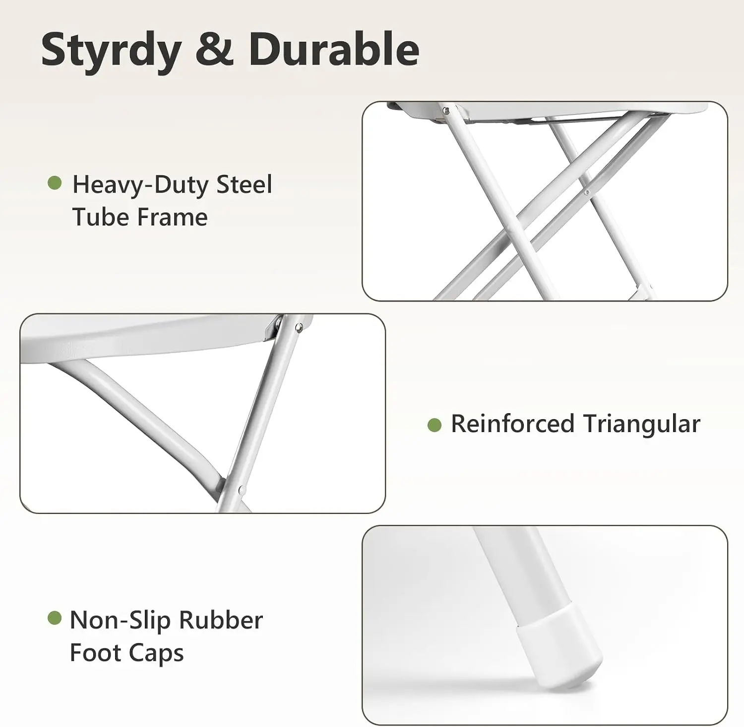 Sillas Plegables de Plástico Reforzado, Respaldo Ergonómico, Capacidad de 350 lb (159 kg), Apilables y Portátiles, Ideales para Interiores, Terrazas, Bodas, Fiestas, Reuniones, Patios y Jardines, Color Blanco.