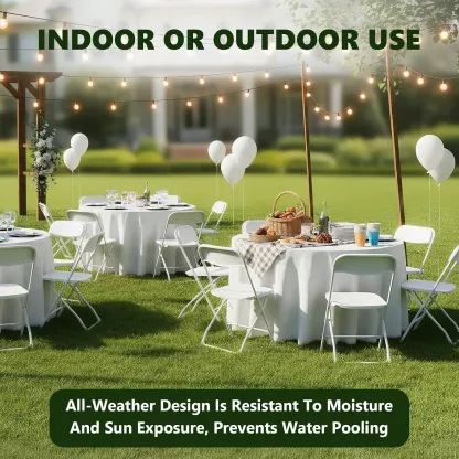 Sillas Plegables de Plástico Reforzado, Respaldo Ergonómico, Capacidad de 350 lb (159 kg), Apilables y Portátiles, Ideales para Interiores, Terrazas, Bodas, Fiestas, Reuniones, Patios y Jardines, Color Blanco.