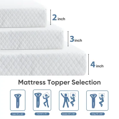 Sobrecolchón de espuma viscoelástica con gel refrescante, acolchado transpirable y ventilado con funda suave extraíble; ajuste universal para sofás cama, autocaravanas y campers.