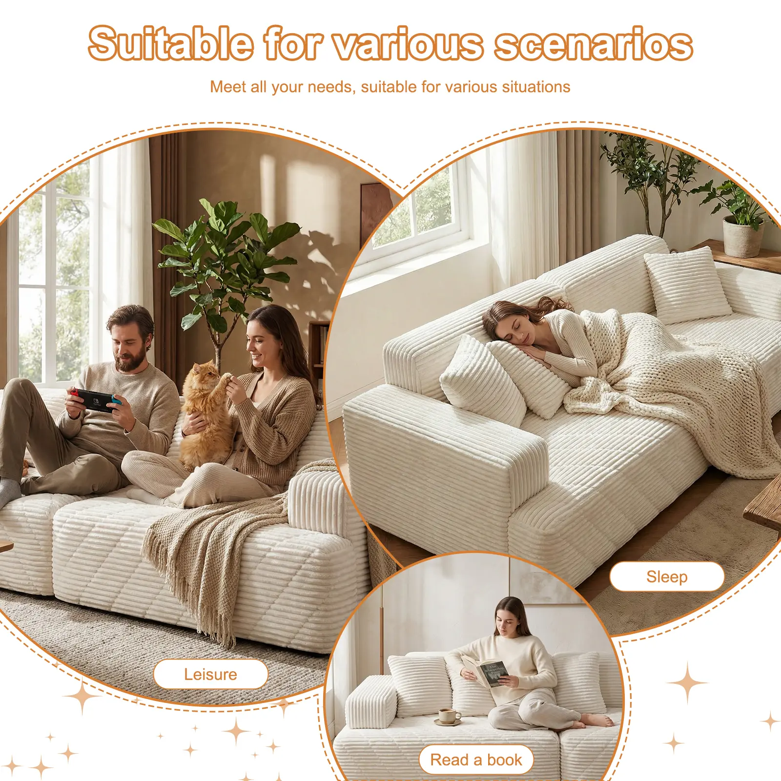 Sofá modular seccional sin estructura, chaise longue extragrande con asientos profundos, sofá cama modular Cloud, no requiere montaje, combinación libre, sofá seccional moderno. Sofá seccional sin estructura. Muebles de sala de estar.
