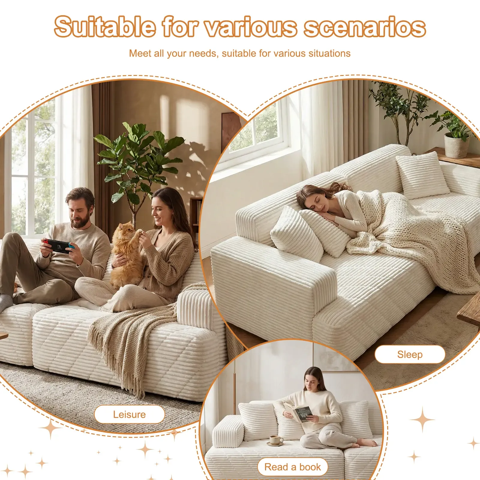 Sofá modular seccional sin estructura, chaise longue extragrande con asientos profundos, sofá cama modular Cloud, no requiere montaje, combinación libre, sofá seccional moderno. Sofá seccional sin estructura. Muebles de sala de estar.