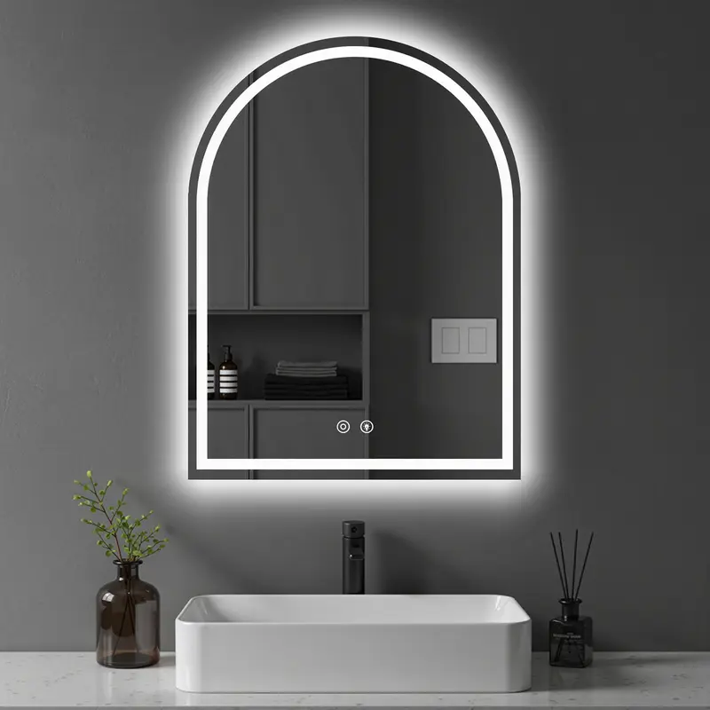 Espejo LED de Baño con Antivaho y Luz Regulable, Espejo de Pared con Iluminación Ajustable para Tocador