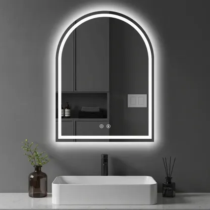 Espejo LED de Baño con Antivaho y Luz Regulable, Espejo de Pared con Iluminación Ajustable para Tocador