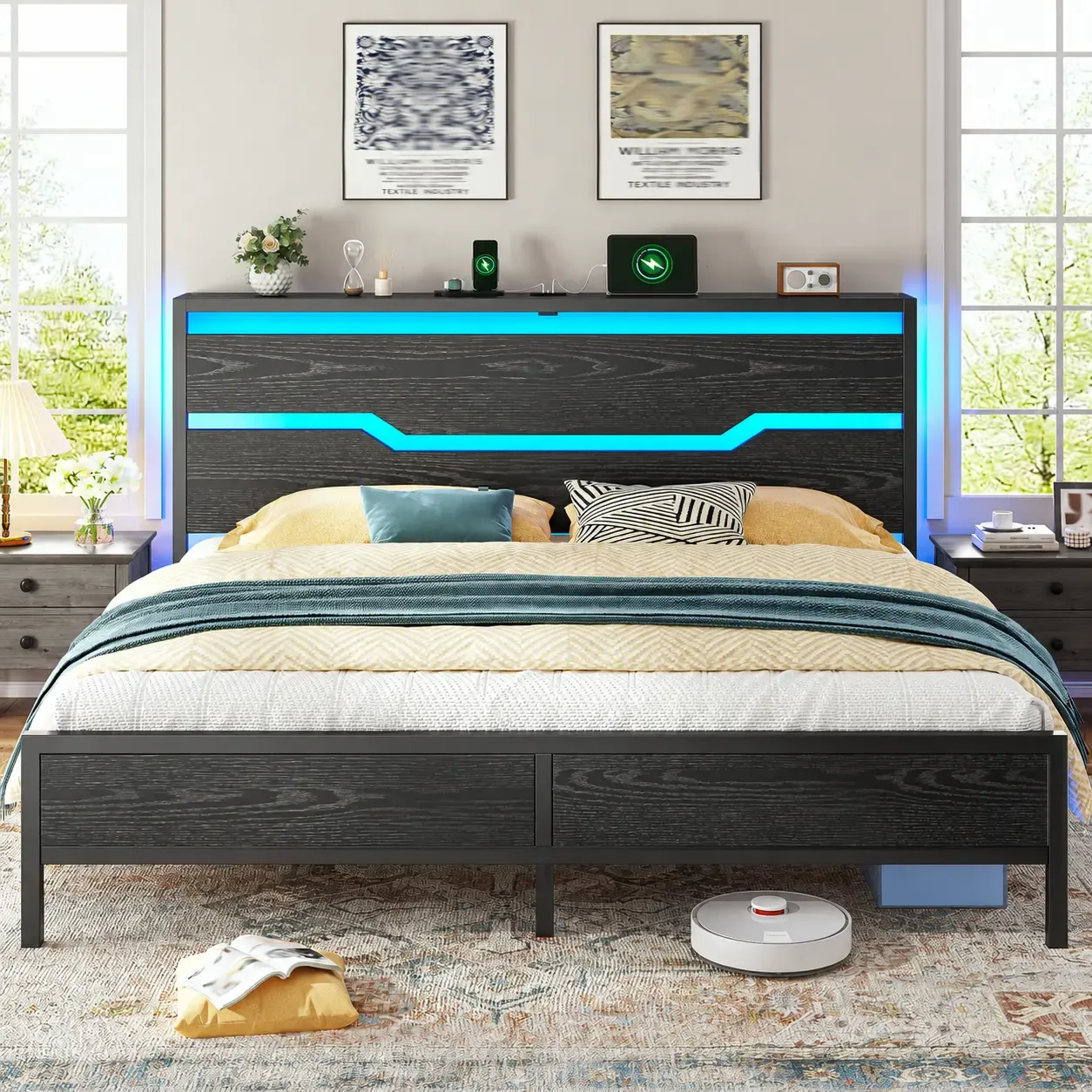 Estructura de cama LED con estación de carga