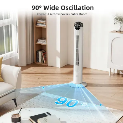 Ventilador de Torre T42 2026 con Motor DC, 6 Velocidades, 4 Modos, Oscilación de 90°, Ultra Silencioso de 22 dB y Control Remoto, Ideal para Dormitorio y Hogar