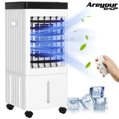 Enfriador de Aire Portátil 3 en 1 de 10L, Ventilador Evaporativo con Humidificador y Control Remoto, Ideal para Hogar, Oficina y Habitaciones