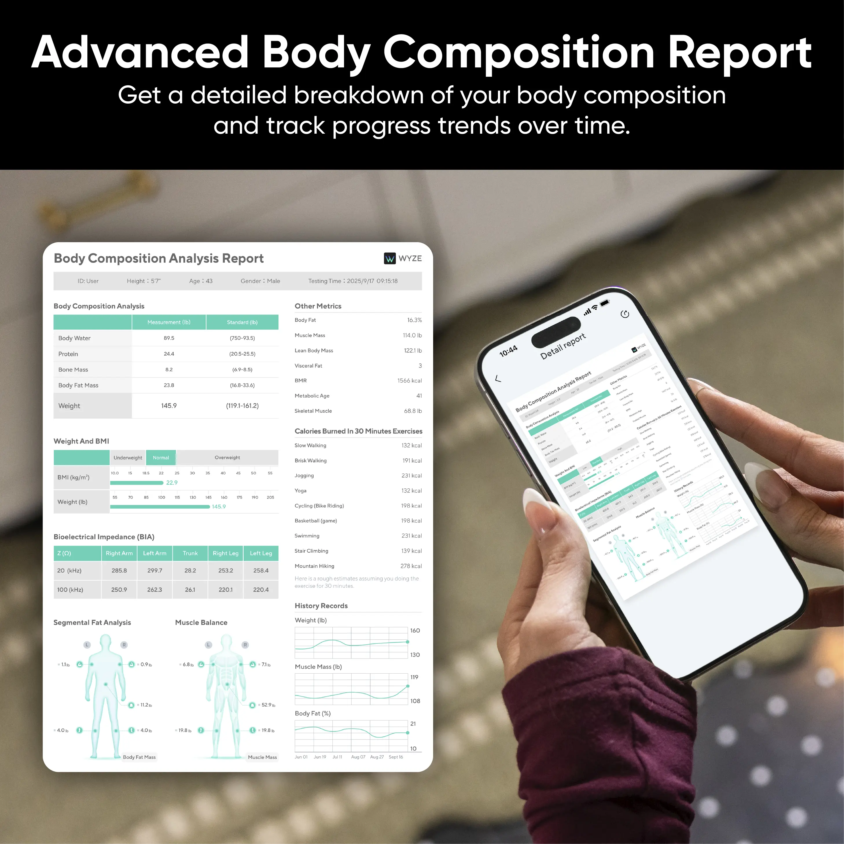 Báscula digital inteligente con Bluetooth para composición corporal: peso, IMC, grasa corporal, masa muscular y medición segmentaria; salud y bienestar, báscula inteligente.