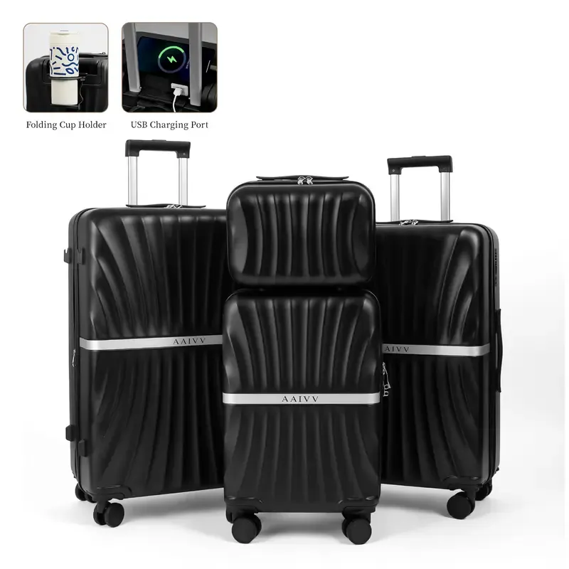 Set de 4 Maletas Expandibles de ABS (13/20/26/28"), con Ruedas Dobles 360°, Cerradura TSA y Carcasa Rígida, Ligeras y Resistentes para Viaje