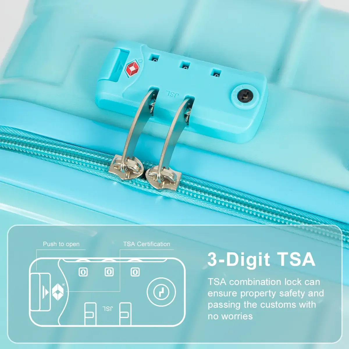 Juegos de maletas con candado TSA – Maletas de viaje rígidas y ligeras con ruedas multidireccionales