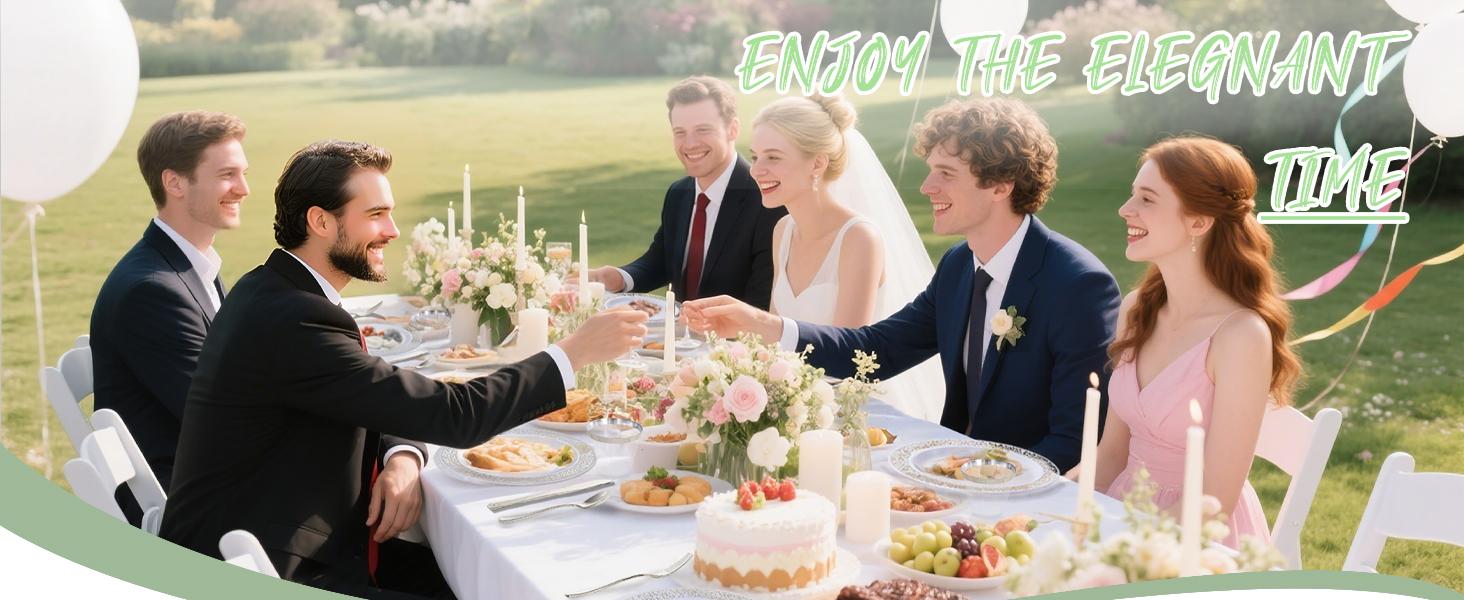 Dinnerware Sets, Gold Plastic Plates ,Include: Dinner Plates,  Dessert Plate,  Gold Plastic Silverware, Cups for Party, Disposable Dinnerware, Leak-Proof,sohochic